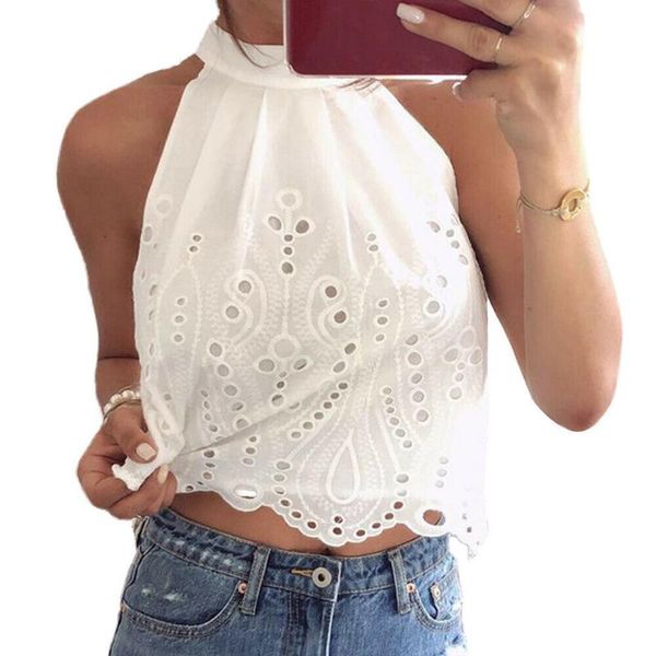 women's tanks & camis blouse summer hollow out halter neck sleeveless tank t-shirts clothing wholesale streetwear basic #bl3, White
women's tanks & camis blouse summer hollow out halter neck sleeveless tank t-shirts clothing wholesale streetwear basic #bl3, White