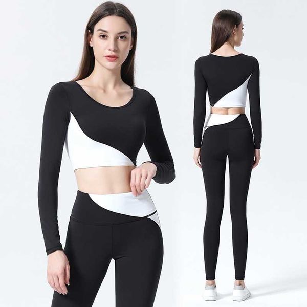 2021 autumn and winter new long sleeve yoga set women with breast pad wear tight running fitness suit, Black
2021 autumn and winter new long sleeve yoga set women with breast pad wear tight running fitness suit, Black