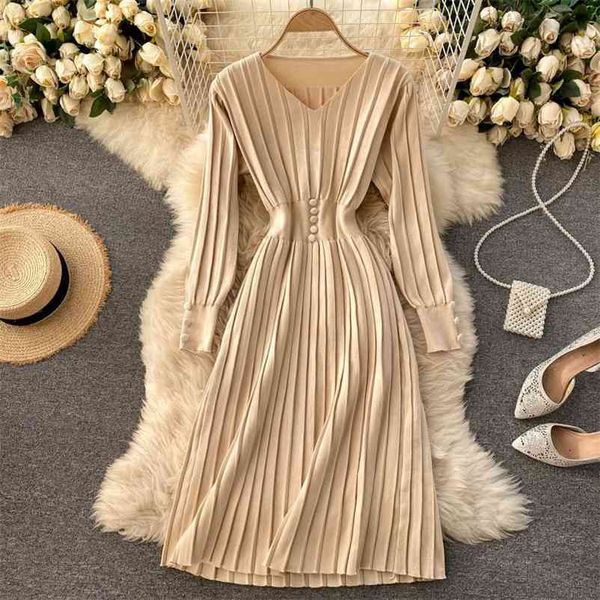 autumn winter vintage women's knitted dress elegant v-neck temperament long sleeve stripe sweater female 210514, Black;gray
autumn winter vintage women's knitted dress elegant v-neck temperament long sleeve stripe sweater female 210514, Black;gray