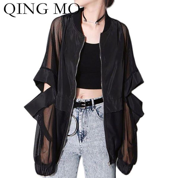 women's jackets qing mo 2021 summer fashion women coat semi permeable gauze loose long sleeved sun protection trendy cardigan zwl275, Black;brown
women's jackets qing mo 2021 summer fashion women coat semi permeable gauze loose long sleeved sun protection trendy cardigan zwl275, Black;brown