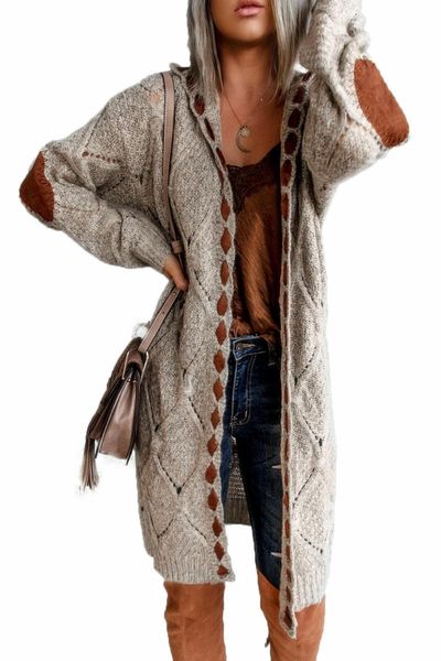 women's knits & tees 2021 spring stitching hooded patch knit sweater long-sleeved cardigan jacket women, White
women's knits & tees 2021 spring stitching hooded patch knit sweater long-sleeved cardigan jacket women, White