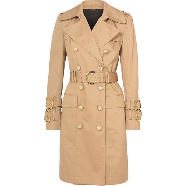 women's trench coats high street 2021 fall winter designer fashion elegant double breasted lion buttons belt coat, Tan;black
women's trench coats high street 2021 fall winter designer fashion elegant double breasted lion buttons belt coat, Tan;black