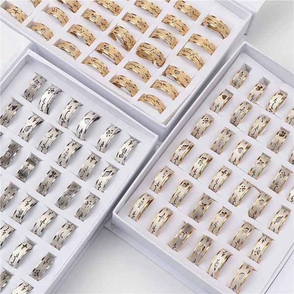 fashion ecg heartbeat stainless steel love rings for women men gold silver color wedding promise rings couple jewelry, Golden;silver
fashion ecg heartbeat stainless steel love rings for women men gold silver color wedding promise rings couple jewelry, Golden;silver