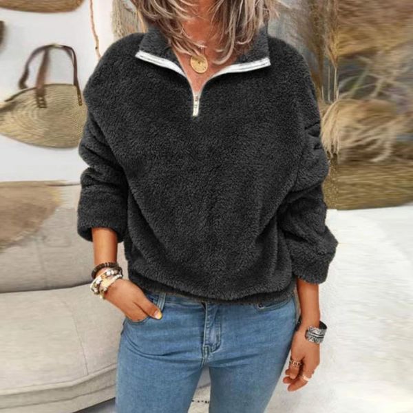 women's hoodies & sweatshirts zipper turn-down collar hoodie women clothing solid color fleece winter pullover long-sleeved casual top, Black
women's hoodies & sweatshirts zipper turn-down collar hoodie women clothing solid color fleece winter pullover long-sleeved casual top, Black