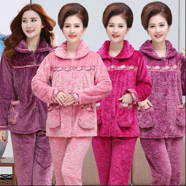 autumn winter thick pajamas womens sleepwears set long sleeve coral fleece thickened warm pyjamas home clothing, Black;red
autumn winter thick pajamas womens sleepwears set long sleeve coral fleece thickened warm pyjamas home clothing, Black;red