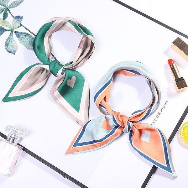 scarves 2021 sweet love print women small silk scarf bandana handle bag ribbons female head sharp angle neckerchief 10x90cm, Blue;gray
scarves 2021 sweet love print women small silk scarf bandana handle bag ribbons female head sharp angle neckerchief 10x90cm, Blue;gray