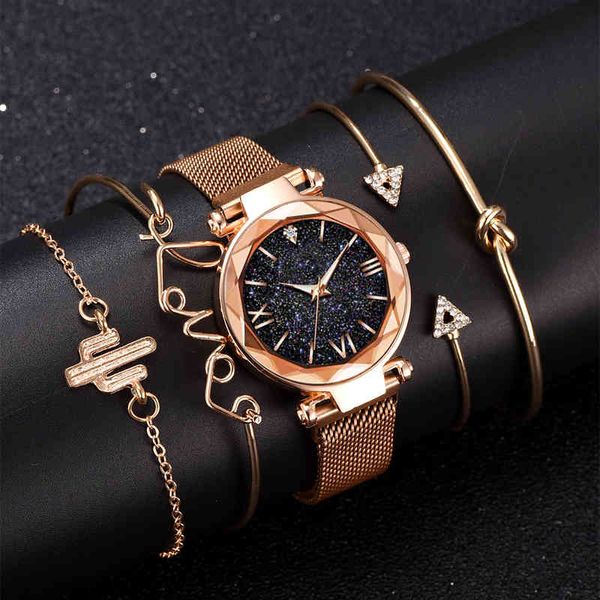 luxury brand rose gold starry sky dial watches women ladies crystal bracelet quartz wrist watch 5 pcs set relogio feminino, Slivery;brown
luxury brand rose gold starry sky dial watches women ladies crystal bracelet quartz wrist watch 5 pcs set relogio feminino, Slivery;brown