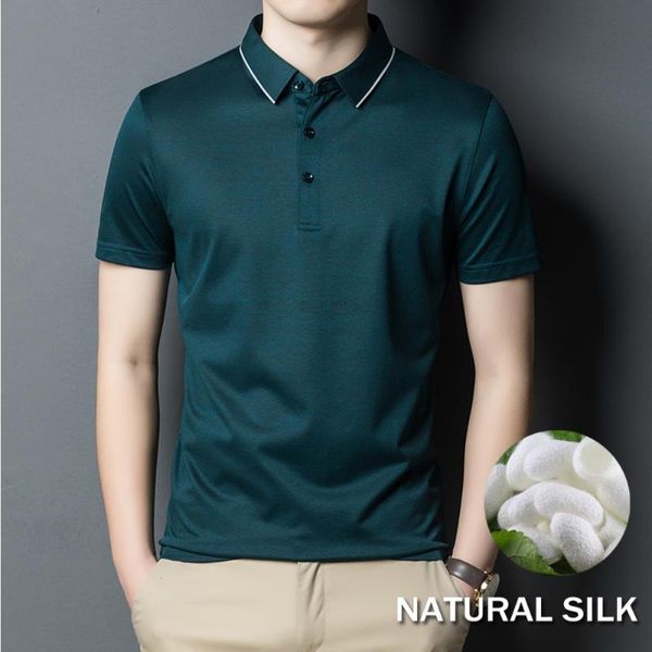 men's polos 32.5% lyocell,15.1% cotton,3.7% silk soft shirt men short sleeve for business sport casual poloshirt man summer tees, White;black
men's polos 32.5% lyocell,15.1% cotton,3.7% silk soft shirt men short sleeve for business sport casual poloshirt man summer tees, White;black