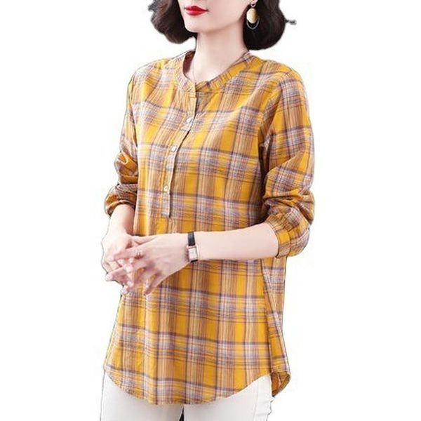 women's blouses & shirts women spring autumn blouse cotton linen plaid shirt fashion long sleeve office lady blusas plus size 5xl, White
women's blouses & shirts women spring autumn blouse cotton linen plaid shirt fashion long sleeve office lady blusas plus size 5xl, White