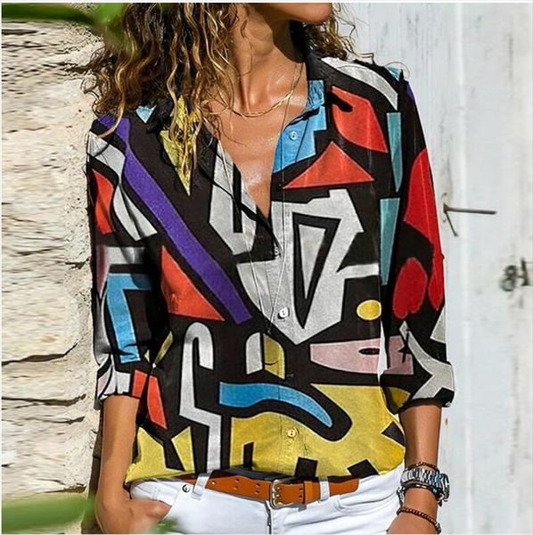 s to 5xl retro womens blouses colorful print buttons autumn long sleeve turn down collar ladies streetwear casual blusa, White
s to 5xl retro womens blouses colorful print buttons autumn long sleeve turn down collar ladies streetwear casual blusa, White
