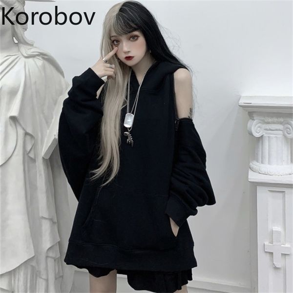 korobov korean streetwear women hoodies vintage hooded long sleeve off shoulder female sweatshirts harajuku ulzzang hoodie 210430, Black
korobov korean streetwear women hoodies vintage hooded long sleeve off shoulder female sweatshirts harajuku ulzzang hoodie 210430, Black