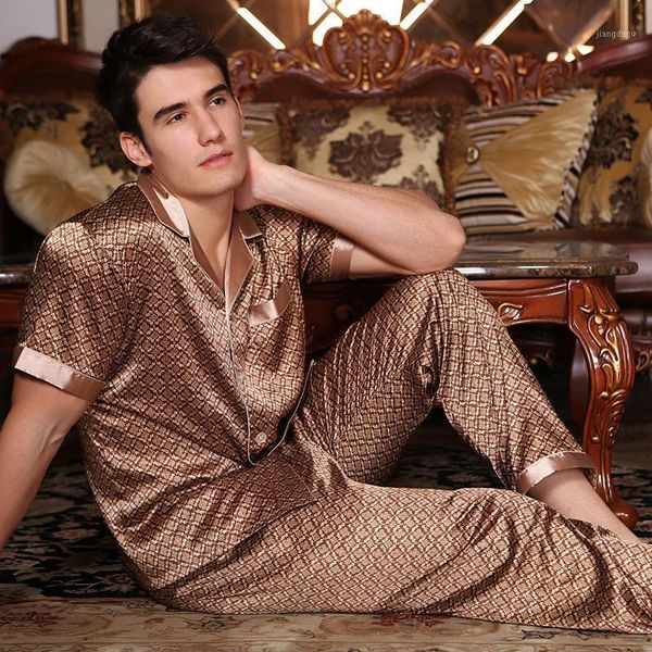men's sleepwear silk pajama male spring summer short sleeve men fashion printed pyjama pants two-piece sets satin pijama 278, Black;brown
men's sleepwear silk pajama male spring summer short sleeve men fashion printed pyjama pants two-piece sets satin pijama 278, Black;brown