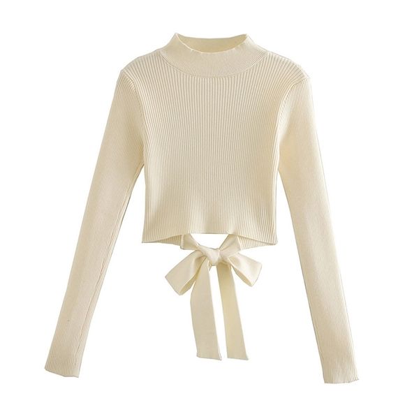 women knitted pullovers fashion knit sweater backless long sleeve split design tight-fitting lace-up 210524, White;black
women knitted pullovers fashion knit sweater backless long sleeve split design tight-fitting lace-up 210524, White;black