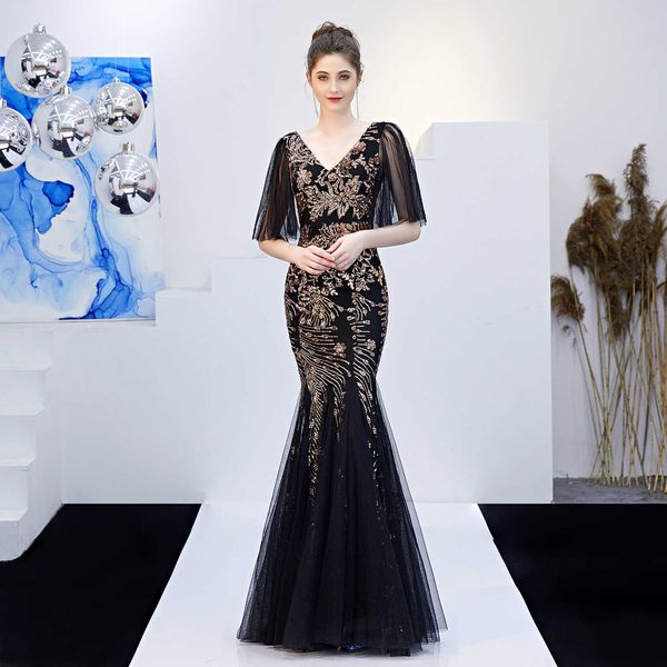 luxury evening dress 16272# golden evening banquet ladi long sequin host slim fishtail, Black;gray
luxury evening dress 16272# golden evening banquet ladi long sequin host slim fishtail, Black;gray