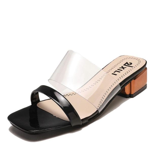 slippers fashion summer women shoes slides peep toe square heels transparent female mules outdoor zapatos mujer, Black
slippers fashion summer women shoes slides peep toe square heels transparent female mules outdoor zapatos mujer, Black
