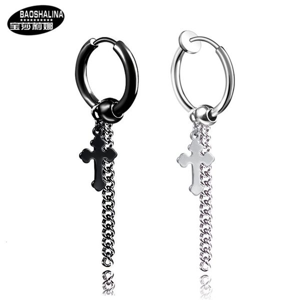 posalina titanium steel men's trendy women's long tassel chain no ear hole earrings, Black
posalina titanium steel men's trendy women's long tassel chain no ear hole earrings, Black