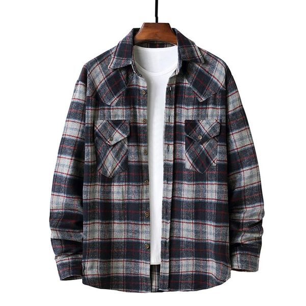 men's casual shirts autumn and winter plaid print long-sleeved solid color comfortable plus size thick flannel shirt with pockets, White;black
men's casual shirts autumn and winter plaid print long-sleeved solid color comfortable plus size thick flannel shirt with pockets, White;black