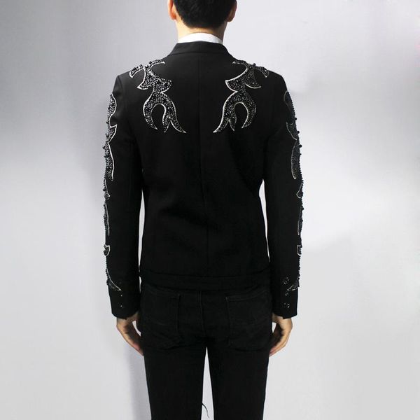 men's suits & blazers 2021 heavy industry beaded embroidered suit for men stage shiny trend luxury slim blazer hombre para, White;black
men's suits & blazers 2021 heavy industry beaded embroidered suit for men stage shiny trend luxury slim blazer hombre para, White;black