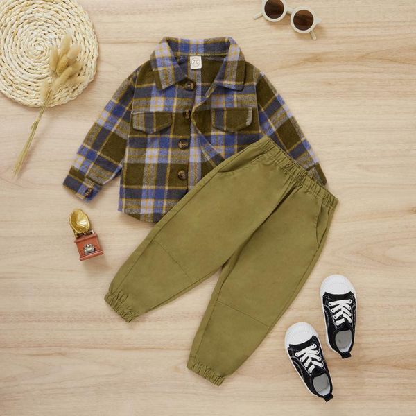 clothing sets fall winter boys clothes set plaid print long sleeve lapel neck button-up shirt solid color trousers children, White
clothing sets fall winter boys clothes set plaid print long sleeve lapel neck button-up shirt solid color trousers children, White