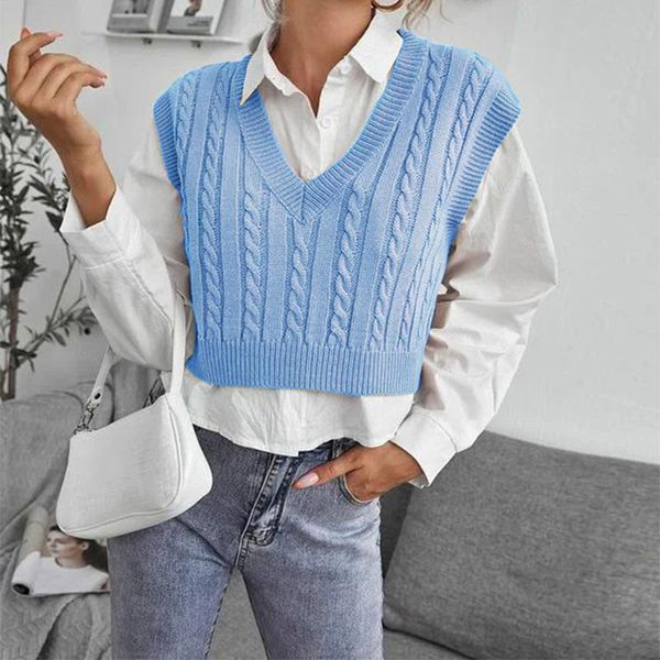 women's vests women loose knitted vest sweater fashion v neck sleeveless waistcoat female chic autumn pullover casual tank clothing, Black;white
women's vests women loose knitted vest sweater fashion v neck sleeveless waistcoat female chic autumn pullover casual tank clothing, Black;white