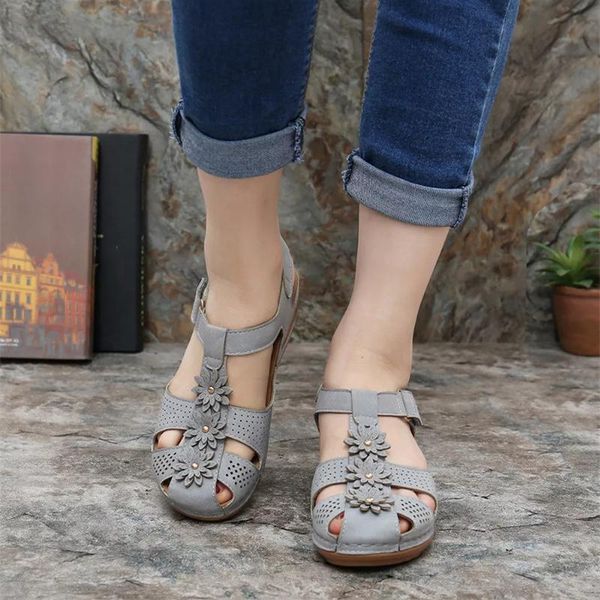 women summer sandals pu leather vintage flower buckle shoes casual for ladies bm88, Black
women summer sandals pu leather vintage flower buckle shoes casual for ladies bm88, Black