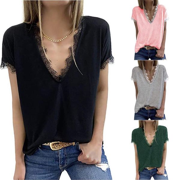 women's t-shirt 2021 summer women t shirts v-neck lace short sleeve street tees loose office lady solid shirt fashion plus size to, White
women's t-shirt 2021 summer women t shirts v-neck lace short sleeve street tees loose office lady solid shirt fashion plus size to, White
