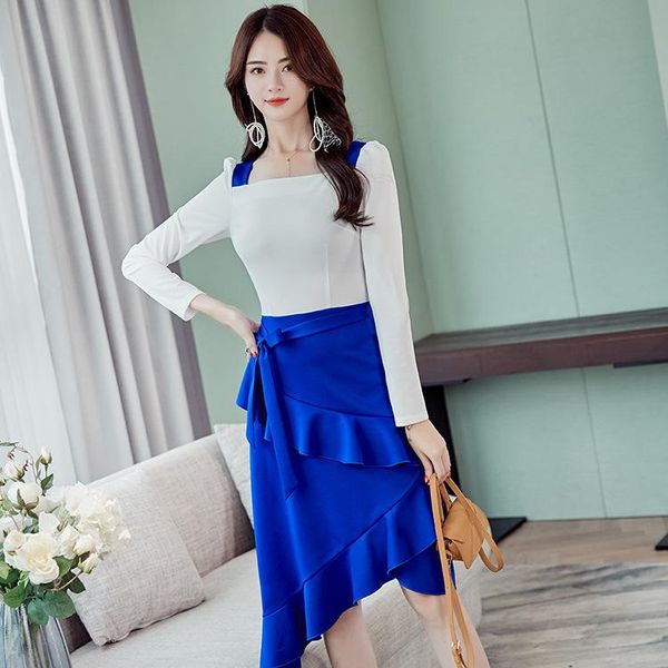 the lady dress party female splicing falbala collar cultivate one's morality casual dresses, Black;gray
the lady dress party female splicing falbala collar cultivate one's morality casual dresses, Black;gray