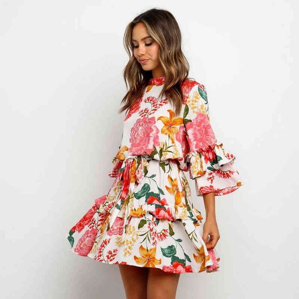 women vintage flower printed sashes ruffled a-line dress three quarter sleeve o neck mini dress spring new fashion dress 210412, Black;gray
women vintage flower printed sashes ruffled a-line dress three quarter sleeve o neck mini dress spring new fashion dress 210412, Black;gray