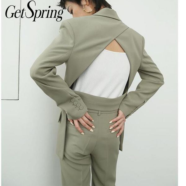 getspring women set blazer coats hollow out irregular vintage jacket high waist split flare pants fashion sets women's two piece, White
getspring women set blazer coats hollow out irregular vintage jacket high waist split flare pants fashion sets women's two piece, White