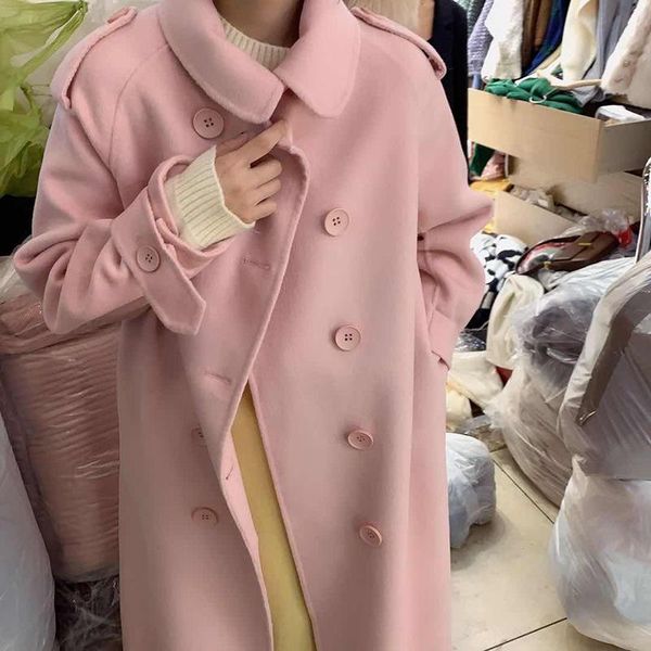 women's wool & blends double-sided cashmere coat and 2021 female han edition loose long-sleeved lace-up dress lapels, Black
women's wool & blends double-sided cashmere coat and 2021 female han edition loose long-sleeved lace-up dress lapels, Black
