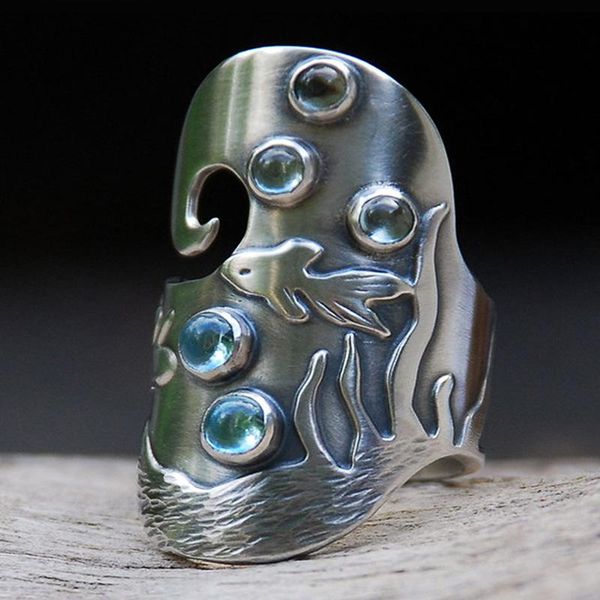 creative vintage underwater world fish rings sea ocean hollow blue stone crystal silver color metal finger antique jewelry wedding, Slivery;golden
creative vintage underwater world fish rings sea ocean hollow blue stone crystal silver color metal finger antique jewelry wedding, Slivery;golden