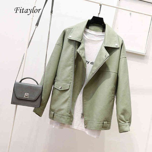 fitaylor autumn faux soft leather pu jacket women loose punk coat female turndown collar moto biker rivet zipper street overcoat 211118, Black
fitaylor autumn faux soft leather pu jacket women loose punk coat female turndown collar moto biker rivet zipper street overcoat 211118, Black