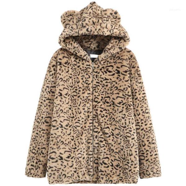 women's fur & faux leopard print hood coat fashionable korean loose hooded thickened cotton-padded winter jacket women zipper1, Black
women's fur & faux leopard print hood coat fashionable korean loose hooded thickened cotton-padded winter jacket women zipper1, Black