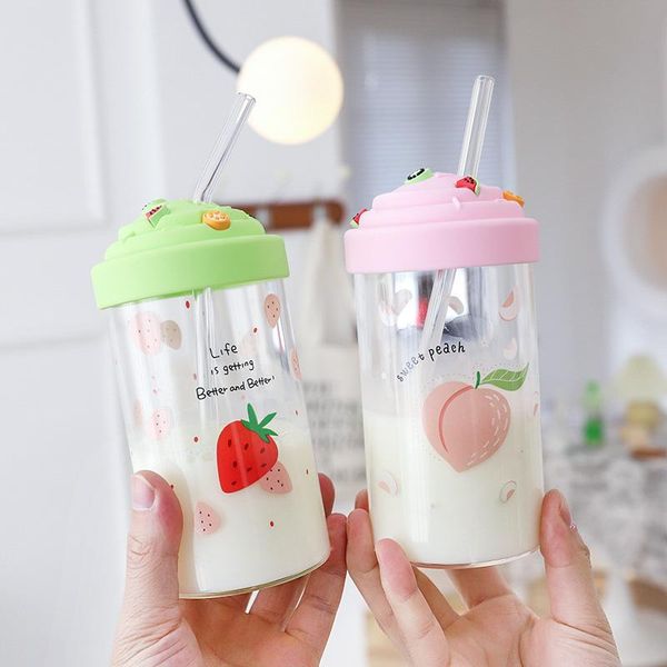 korean style silicon cover fruit pattern glass with straw cute girl cup juice milk tea water borosilicate s wine glasses
korean style silicon cover fruit pattern glass with straw cute girl cup juice milk tea water borosilicate s wine glasses