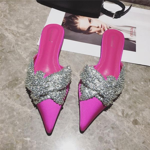 slippers 2021 luxury women bling crystal mules flat summer pointed toe silk slides brand butterfly knots flip flops party shoes, Black
slippers 2021 luxury women bling crystal mules flat summer pointed toe silk slides brand butterfly knots flip flops party shoes, Black