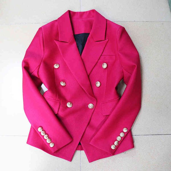 high street est designer jacket women's slim fitting double breasted lion buttons pique blazer 210521, White;black
high street est designer jacket women's slim fitting double breasted lion buttons pique blazer 210521, White;black