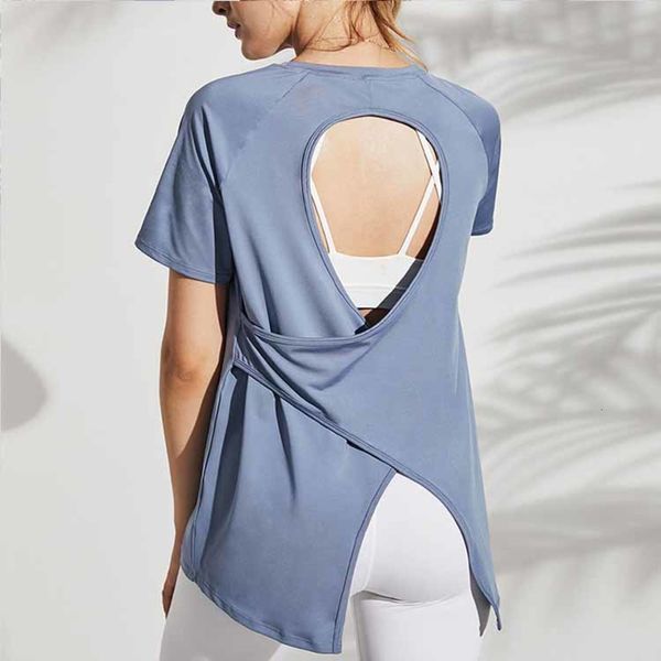 te women t-shirts yoga short-sleeved fitns sports beauty back hollow split quick-drying elastic breathable t-shirt, White
te women t-shirts yoga short-sleeved fitns sports beauty back hollow split quick-drying elastic breathable t-shirt, White