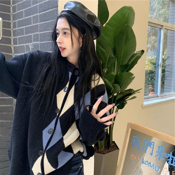 women's knits & tees japanese vintage autumn oversize cardigans korean o neck long sleeve plaid knit sweaters harajuku streetwear cardi, White
women's knits & tees japanese vintage autumn oversize cardigans korean o neck long sleeve plaid knit sweaters harajuku streetwear cardi, White