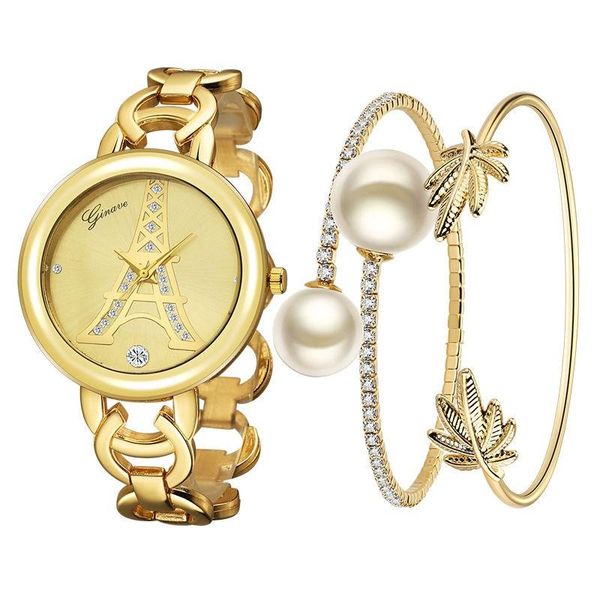 crystal pearl bracelet watch women 18k gold with diamond 3-eye quartz clock women's watches wristwatch montre remme wristwatches, Slivery;brown
crystal pearl bracelet watch women 18k gold with diamond 3-eye quartz clock women's watches wristwatch montre remme wristwatches, Slivery;brown