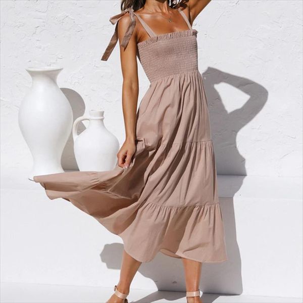 fashion ruffled pleated elastic suspender women dresses vintage backless tied straps stretch female vestidos, Black;gray
fashion ruffled pleated elastic suspender women dresses vintage backless tied straps stretch female vestidos, Black;gray