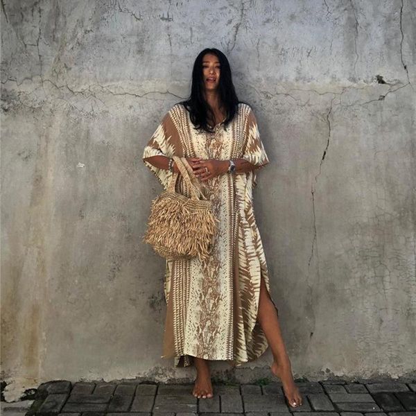 summer beach dress long sleeve retro print cover up women's loose vacation robe swimwear, White;black
summer beach dress long sleeve retro print cover up women's loose vacation robe swimwear, White;black