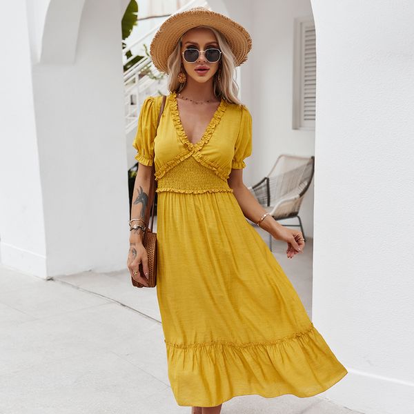boho style pleated long dress fashion v-neck short sleeve women summer dresses loose ladies beach sundress ropa mujer 210524, Black;gray
boho style pleated long dress fashion v-neck short sleeve women summer dresses loose ladies beach sundress ropa mujer 210524, Black;gray