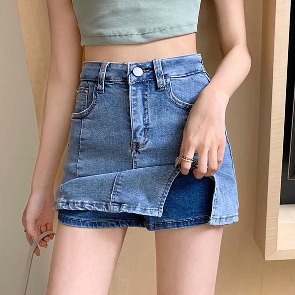 women's shorts 2021 summer denim skirt over the knee mini high waist stretch casual fashion clothing, White;black
women's shorts 2021 summer denim skirt over the knee mini high waist stretch casual fashion clothing, White;black