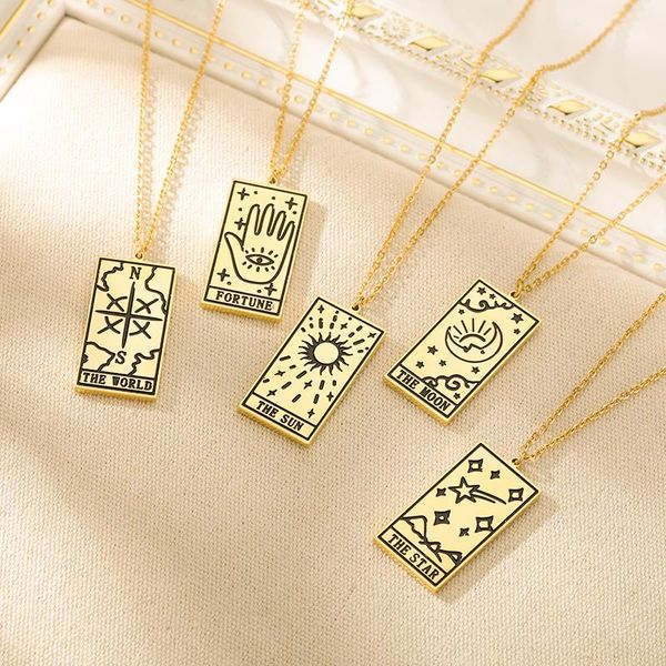 chokers vintage amulet tarot card necklace for women star moon sun choker divination zodiac pendant necklaces jewelry collier femme, Golden;silver
chokers vintage amulet tarot card necklace for women star moon sun choker divination zodiac pendant necklaces jewelry collier femme, Golden;silver