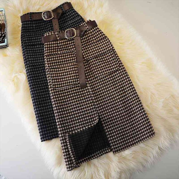 woolen plaid autumn and womens skirt winter style high waist pocket split mid-length one-step plus size, Black
woolen plaid autumn and womens skirt winter style high waist pocket split mid-length one-step plus size, Black