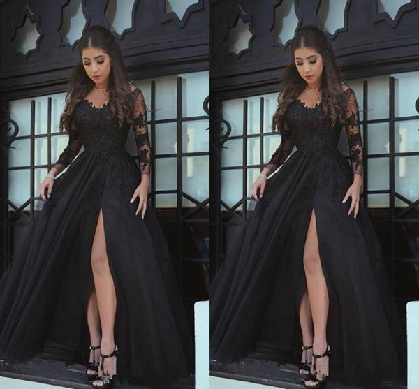 modern black sheer long sleeves plus size prom evening dresses applique lace high side split custom made formal dress party gowns233k
modern black sheer long sleeves plus size prom evening dresses applique lace high side split custom made formal dress party gowns233k