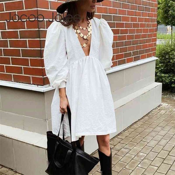 elegant deep v neck puff loose casual long sleeve white black minimalism a line spring mini dress 210416, Black;gray
elegant deep v neck puff loose casual long sleeve white black minimalism a line spring mini dress 210416, Black;gray