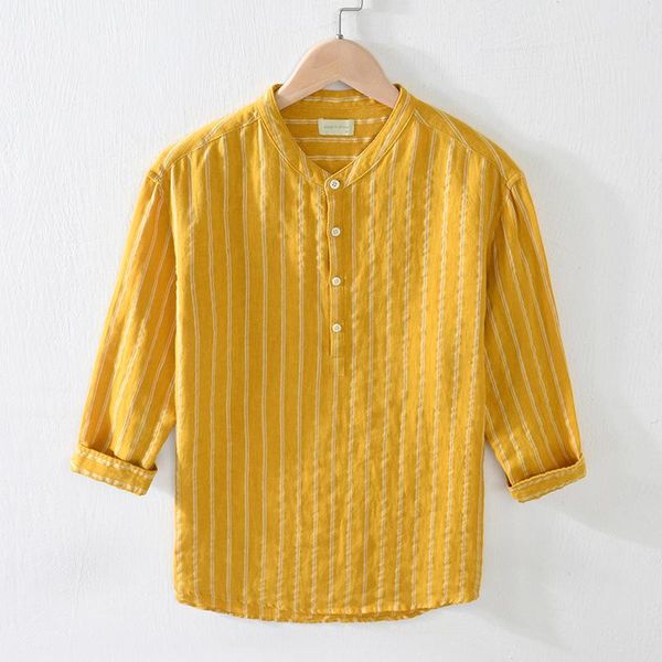 men's polos men fashion japan style pure linen simple design striped stand collar three quarter shirts male smart casual pullover tee, White;black
men's polos men fashion japan style pure linen simple design striped stand collar three quarter shirts male smart casual pullover tee, White;black