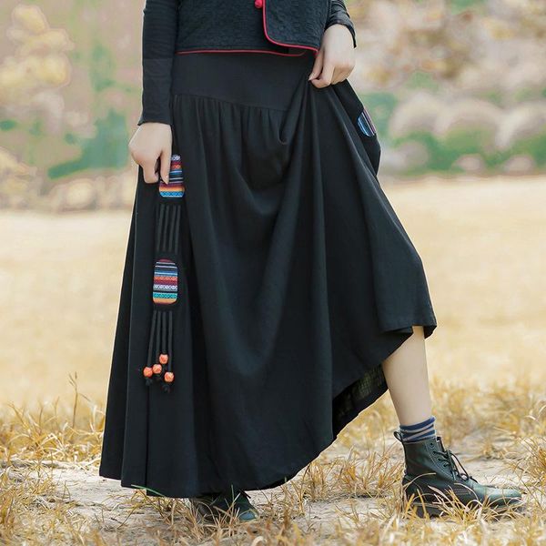 skirts fairynatural ladies black retro elastic waist embroidery thick skirt 2021 autumn spring female cotton linen chinese style
skirts fairynatural ladies black retro elastic waist embroidery thick skirt 2021 autumn spring female cotton linen chinese style