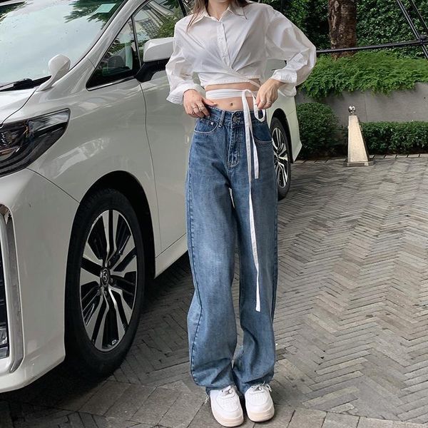 women's jeans mom woman high waist denim korean pants loose vintage straight leg plus size streetwear boyfriend wide, Blue
women's jeans mom woman high waist denim korean pants loose vintage straight leg plus size streetwear boyfriend wide, Blue